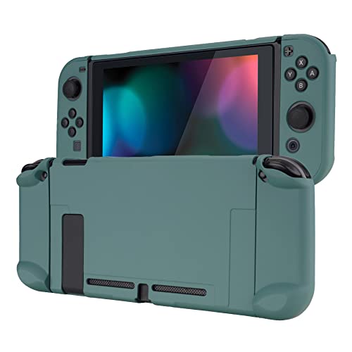 eXtremeRate PlayVital Back Cover for Nintendo Switch Console, Handheld Controller Separable Protector Hard Shell for NS Joycon, Customized Dockable Protective Case for Nintendo Switch - Hunter Green
