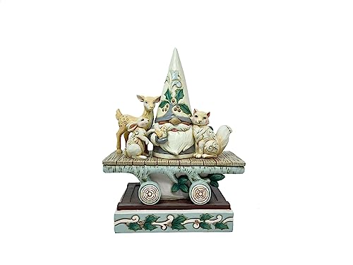 Enesco Jim Shore Heartwood Creek White Woodland Gnome Animals Train Car Figurine, 7.5 Inch, Multicolor