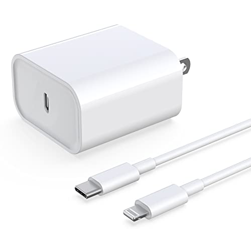 DABUSTAR for iPhone Fast Charger, 20W USB C PD Wall Charger Block Plug with[MFi Certified]6ft Type C to Lightning Cable Quick Charging Data Sync Cord for iPhone14 13 12 11 Pro Max Mini Xs Xr iPad Air