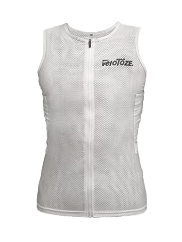 veloToze - Men's Cooling Cycling Vest, 4 reusable cooling packs included, keep cool while riding indoors or in hot outdoor weather - WHITE