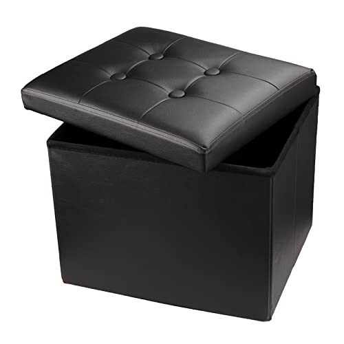 Hamgtrion Ottoman Storage Ottoman Folding Ottomans Footrest Storage Ottoman Small Footstool Rectangle Bench Cube for Room Living Room Bedroom Black L17W13H13inches