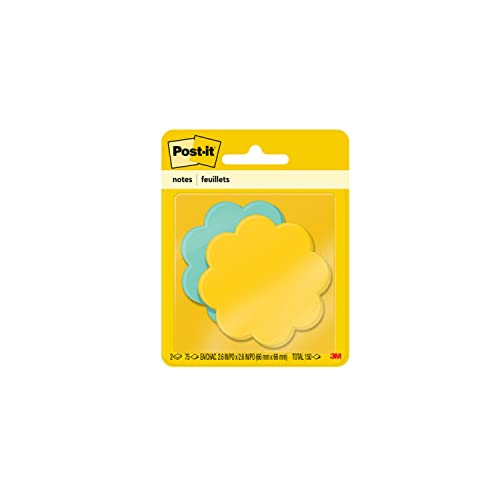 Post-it Super Sticky Notes, 3 in x 3 in, 2X the Sticking Power, Daisy Shape, Assorted Colors, (7350-DSY)