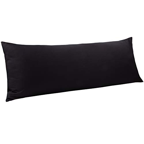 NTBAY 100% Brushed Microfiber Body Pillow Cover, Ultra Soft and Cozy Envelope Closure Full Body Pillowcase for Adults, 20x54 Inches, Black