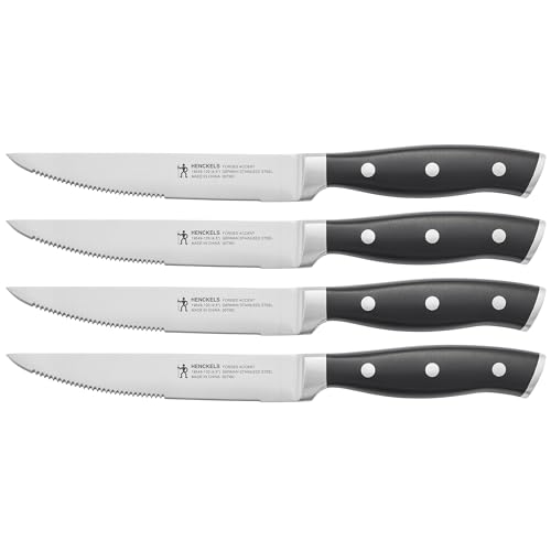 HENCKELS Forged Accent Razor-Sharp Steak Knife Set of 4, Black, German Engineered Knife Informed by over 100 Years of Mastery