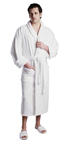 MONARCH Unisex Terry Bathrobe - 100% Lux Combed Cotton, 16 oz Loop Terry Shawl Collar Robe, Five-Star Hotel Choice (Medium, Non-Hooded)