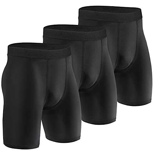 Niksa 3 Pack Compression Shorts Men Quick Dry Black Performance Athletic Shorts-XL