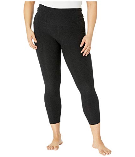 Beyond Yoga Women's Spacedye Out of Pocket High Waisted Midi Leggings, Darkest Night, Black, M