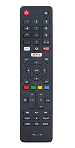 AULCMEET RM-C3322 Remote Control Replacement for JVC Smart TV LT-58MA887 LT-65MA877 LT-55MA888 LT-43MA877 LT-49MA877 LT-50MA877 LT-55MA877 with Netflix Vu-du YouTube Keys