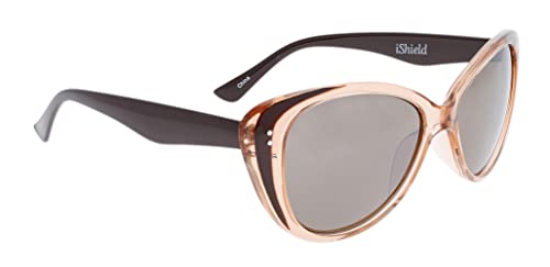 True Gear iShield Chari Fashion $11.99 Sunglasses Crystal Light Brown/Dark Brown Outside of the Front and Temples/Brown Flash Mirror Lens