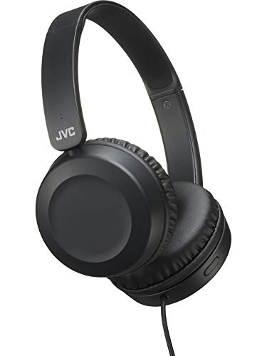 JVC Lightweight On Ear Headphones with Powerful Sound, Integrated Remote & Mic for Smartphones - HAS31MB (Black), Medium