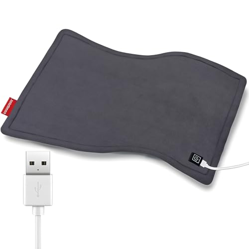 Comfheat USB Heating Pad, 5V Heated Travel Blanket Pads for Car Airplane, 3 Heat Settings & Auto Shut Off, Hot Therapy for Pain Relief Abdomen Cramps, with USB Adapter (16'x 12') (Non-chargeable)