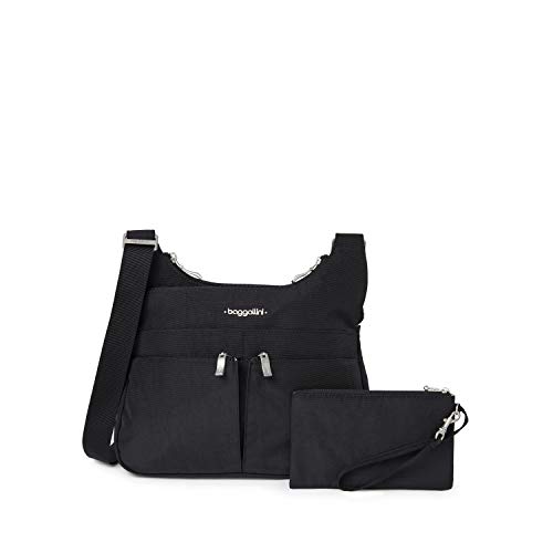 Baggallini womens Over Crossbody Cross Body Handbag, Black/Sand, One Size US