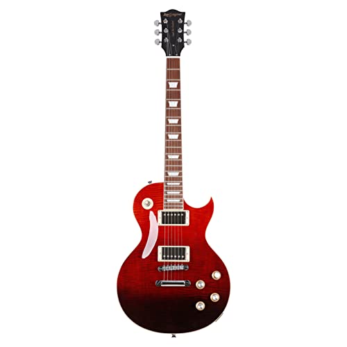 Leo Jaymz 39” Electric Guitar Les Paul Style - Mahogany Body and Neck - Curved top Exquisite Flame Maple Veneer - Newly upgraded Alnico V Pickups, Powerful and Pure