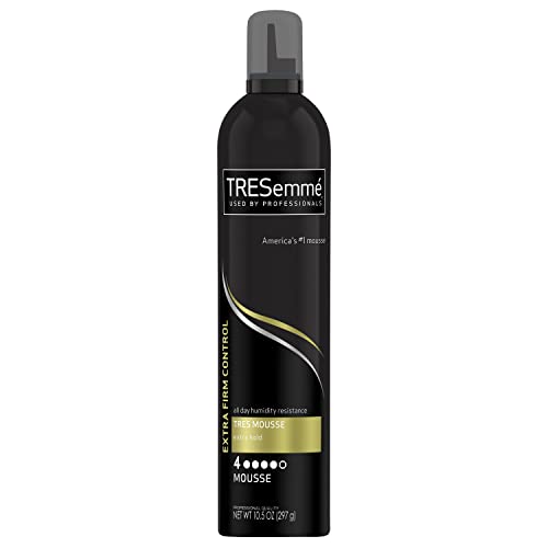 TRESemmé Tres Mousse Tres Extra Hold, Extra Firm Control Mousse, Frizz Control with Flexible Feel, Hair Styling Mousse, Styling Foam for All Hair Types, Humidity Resistant, 10.5 oz