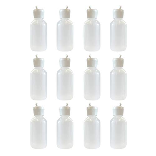 510 Central Boston Round Flip Top Pour Spout Cap 60mL (2oz, 12 Pack) LDPE Plastic Bottle Made In USA