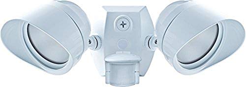 RAB Lighting SMSBULLET2X12NW Two Adjustable LED Floodlight with 180-Degree Detection Motion Sensor, White, Hardwired