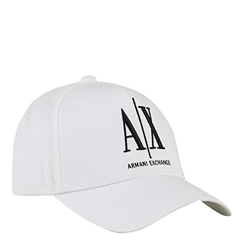 A|X Armani Exchange Men's Logo Baseball Hat, White, One Size
