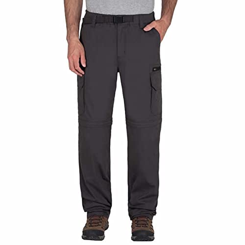 BC Clothing Mens Convertible Lightweight Comfort Stretch Cargo Pants or Shorts (Charcoal, Mx30)