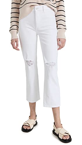 DL1961 Women's Patti Straight High Rise Ankle Jeans, White Distressed, 27