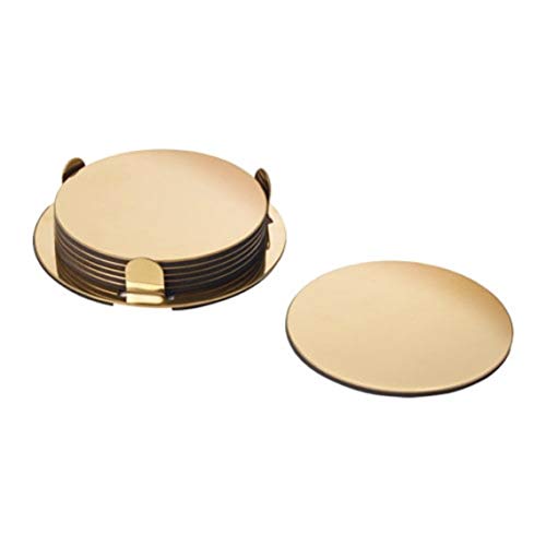 IKEA Glattis Coasters With Holder Brass Color 6 pack Size 3' 503.430.05