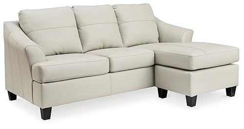 Signature Design by Ashley Genoa Modern Leather Match Sofa Chaise, White