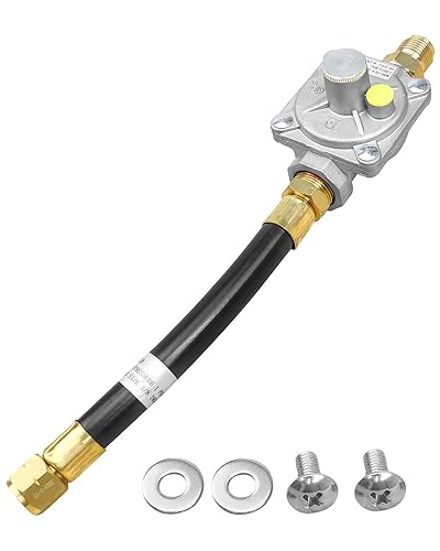 Natural Gas Regulator Conversion Kit Fits for Kitchen-Aid Replace 710-0003 720-0709B 3030 CNG 4.0' & LP 10' with Hose 1/2' Male Flare Fitting x 3/8' Female Flare for Barbecue Gas Grill Conversion