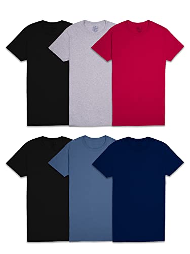 Fruit of the Loom Men's Eversoft Cotton Stay Tucked Crew T-Shirt, Regular-6 Pack Assorted Colors, X-Large