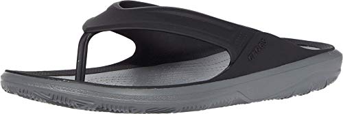 Crocs Men's Swiftwater Wave Flip Flops, Casual Summer Sandals, Beach and Shower Shoes, Black/Slate Grey, 12 Men