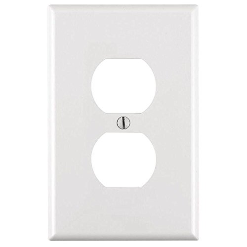 Leviton Direct Size, White Leviton PJ8-WM 1-Gang Duplex Receptacle Wallplate, Midway, Thermoplastic Nylon, Device Mount, 10 Pack