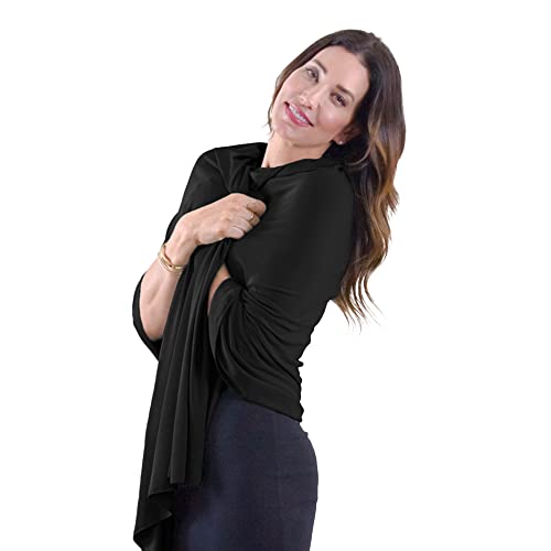 Happyluxe Travel Clothes : Shawl Wraps for Women, Versatile Wrap Shawl for Women, Multifunctional Wrap Scarf, Pashmina - Eco Cashmere Jet Black