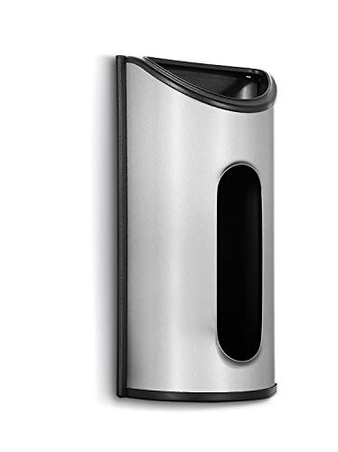 Malmo Plastic Bags Holder for Grocery Bag Storage Wall Mount Trash Bag Dispenser and Holders, Stainless Steel Anti-Fingerprints, Matte Silver (Silver)