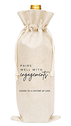 Wedding Gift Wine Bags, Burlap Wine Bottle Cover Bag For Engagement, Bridal Shower, Bridesmaid, Bachelorette Party Favor, 1 Pc Wine Bag (A32)
