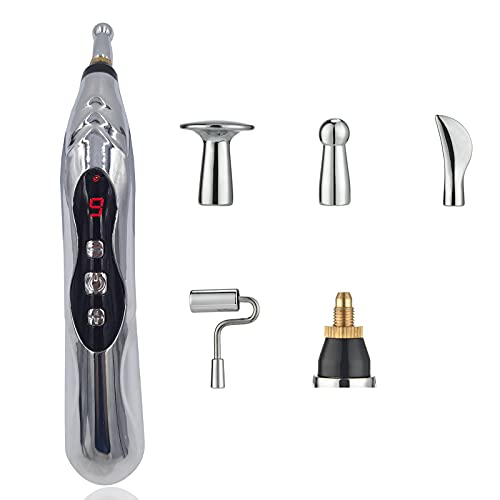 Hkrhsy 5-in-1Electronic Acupuncture Pen Electric Meridians Therapy Heal Massager Meridian Energy Pen Relief Pain Tools