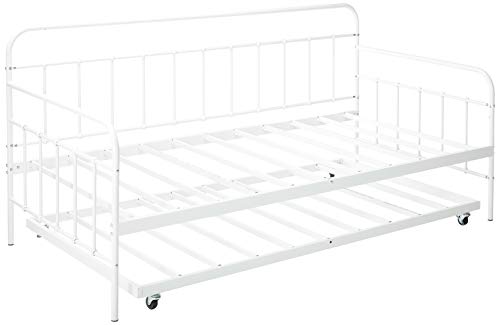 ZINUS Florence Twin Daybed and Trundle Frame Set, Premium Steel Slat Support, Daybed and Roll Out Trundle Accommodate, Twin Size Mattresses Sold Separately