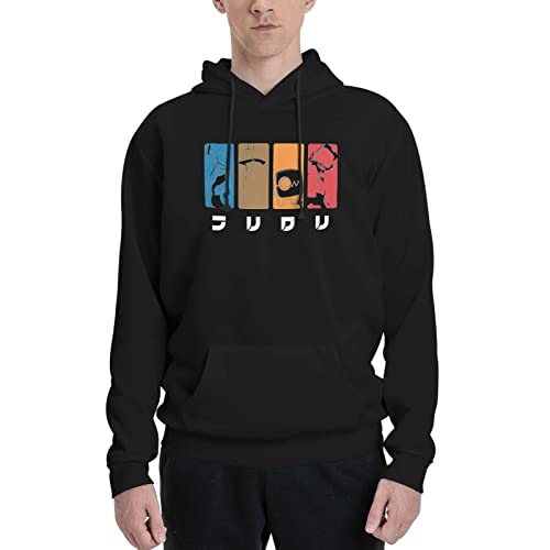 Unsuyu Anime Flcl Hoodie Fashion Boy'S Long Sleeve Hooded Leisure Pullover Black