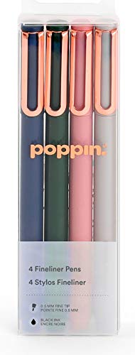 Poppin Assorted Fineliner Pens, Set of 4, Black Ink