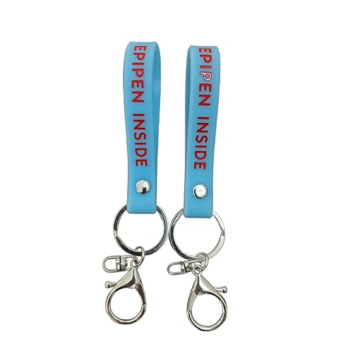 STERCULIA EpiPen Bag Tag Keychain 2 Units Epipen Inside (BLUE)