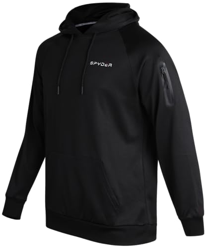 Spyder Men's Active Sweatshirt – Fitted Performance Tech Fleece Hoodie Sweatshirt – Workout Cold Weather Pullover (S-XL), Size X-Large, Black