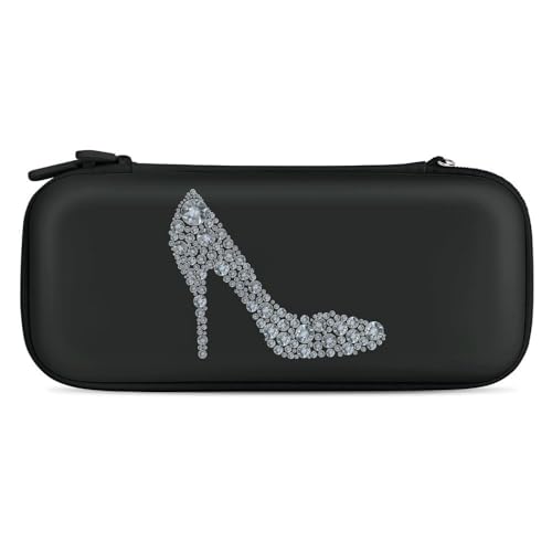 Diamond High Heel Shoe Slim Carrying Case with 15 Game Cartridges Compatible with Switch Hard Portable Travel Carry Case Black-Style
