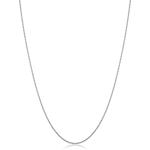 Kooljewelry 14k White Gold Rope Chain Pendant Necklace (0.7 mm, 18 inch) |VERY THIN CHAIN