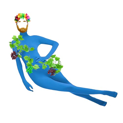 rnmomo Blue Man Adult One Piece Unitard Body Suit Cosplay Set (Blue, S)