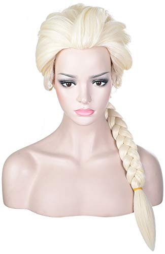 morvally Women Blonde Braided Ponytail Wig for Princess Cosplay Costume Halloween