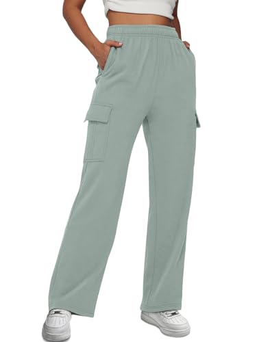 AUTOMET Womens Drawstring Cargo Pants Casual Tiktok Fleece Wide Leg Cotton Joggers Sweatpants Sports Lounge Trousers