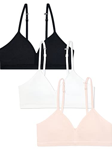 Fruit of the Loom Girls' Soft and Smooth Training Bra, Light Nude/White/Black Hue, Medium