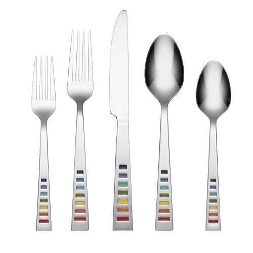 Fiesta - 641020R Fiesta Celebration 20-Piece Flatware Silverware Set, Service for 4, Stainless Steel, Includes Forks/Knife/Spoons