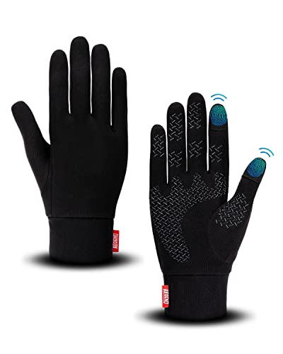 Aegend Running Gloves Women Men Touch Screen Cycling Sports Mittens Liners Warm Gloves, Black, Medium