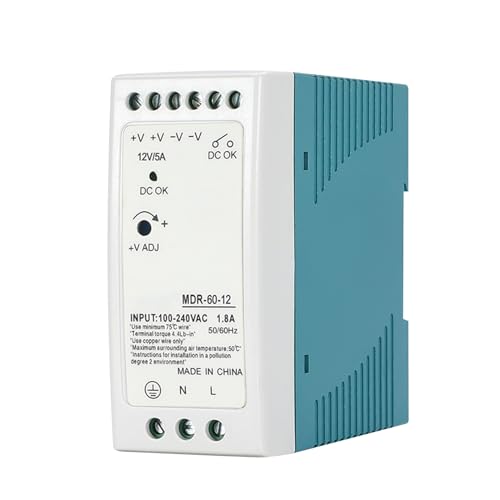 Power Supply NDR 60W DIN Rail DC 12V Input 100-240VAC Output 24VDC 50/60HZ Power Supply Switch Switching Converter (12V 5A 60W Blue)