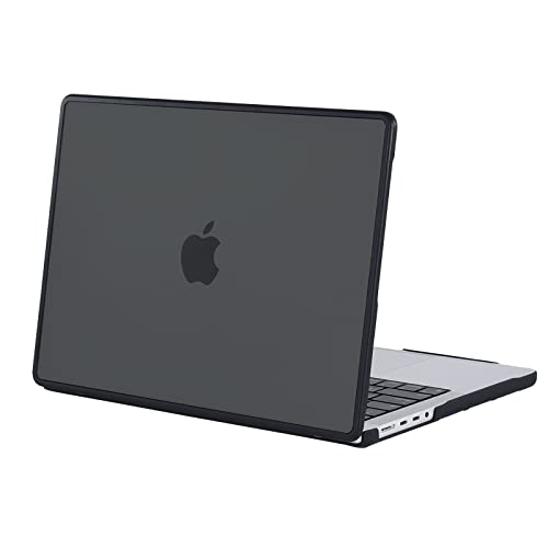 BlueSwan Anti-Cracking Hard Shell Case for MacBook Pro 14-inch, 2023-2021 Release, with Touch ID, Anti-Fingerprint Hard Shell, Soft TPU Bumper, Frosted Black