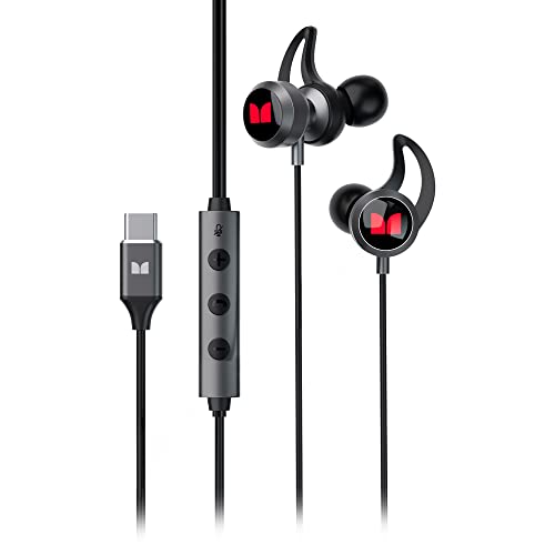 Monster SG11 Gaming Earbuds USB-C Wired Headphones with Built-in Microphone & Volume Control, Virtual 7.1 Gaming Headset, Noise Cancelling, Compatible with USB Type-C, Black