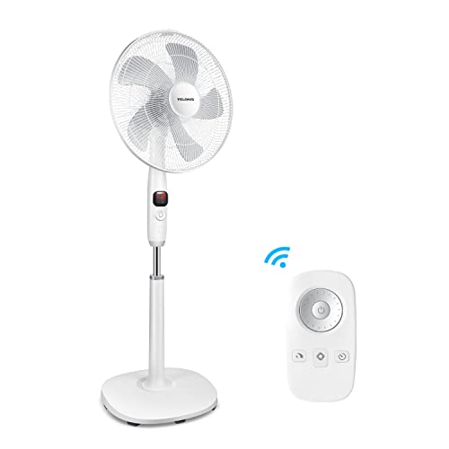 PELONIS 16' Oscillating Pedestal Fan | Standing Adjustable Fan | Ultra Quiet DC Motor | Remote Control | 3 Modes | 12-Hour Timer | High Energy Efficiency | for Bedroom Home Office